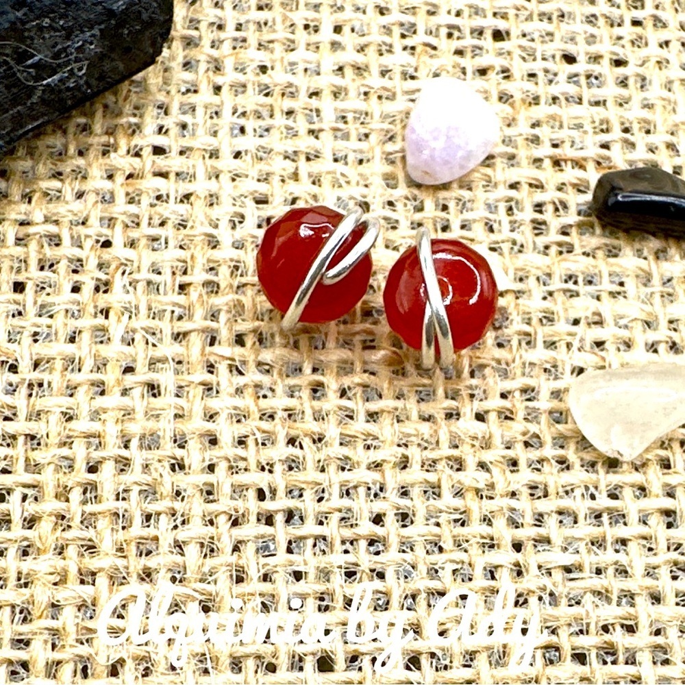 Alquimia Red and Silver Earrings untreated ruby